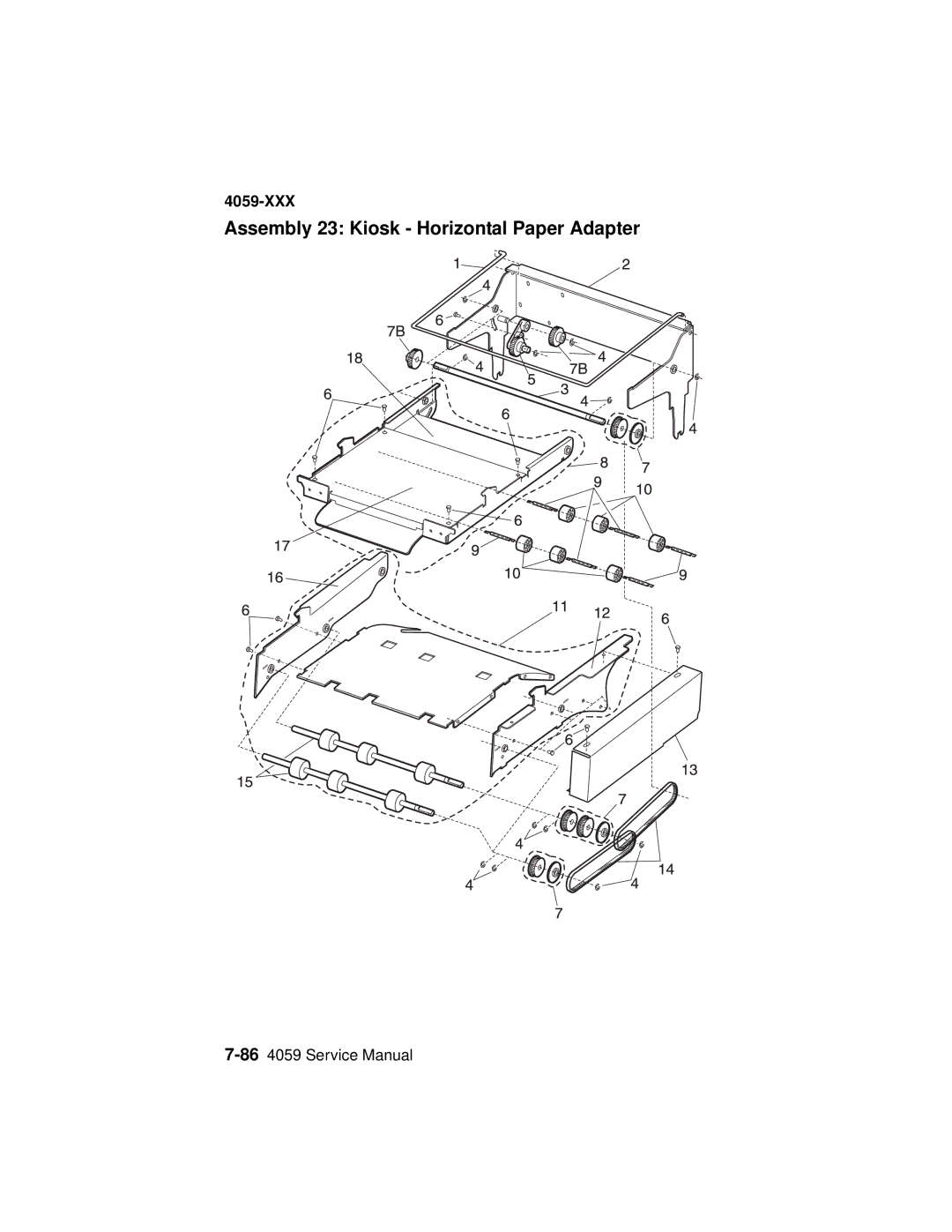 Lexmark 4059-XXX manual Assembly 23 Kiosk Horizontal Paper Adapter 