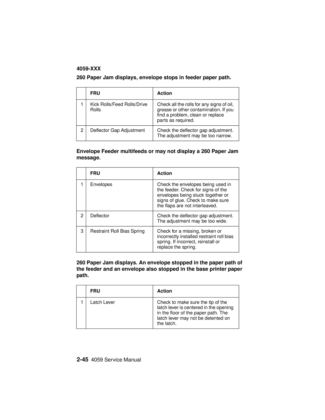 Lexmark 4059-XXX manual Fru 