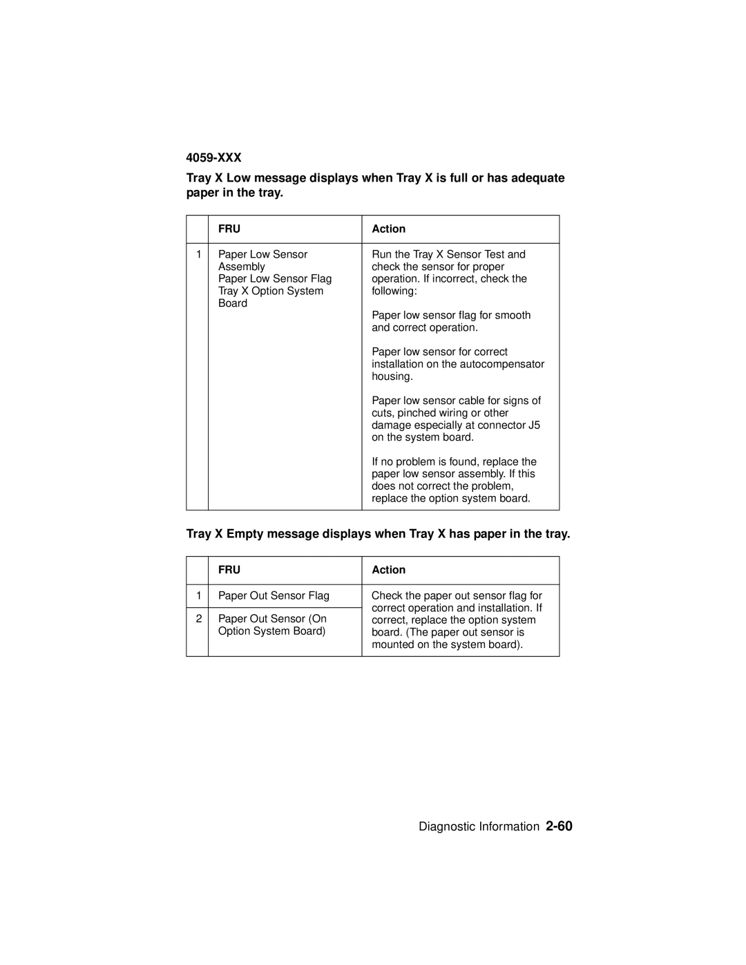 Lexmark 4059-XXX manual Diagnostic Information 