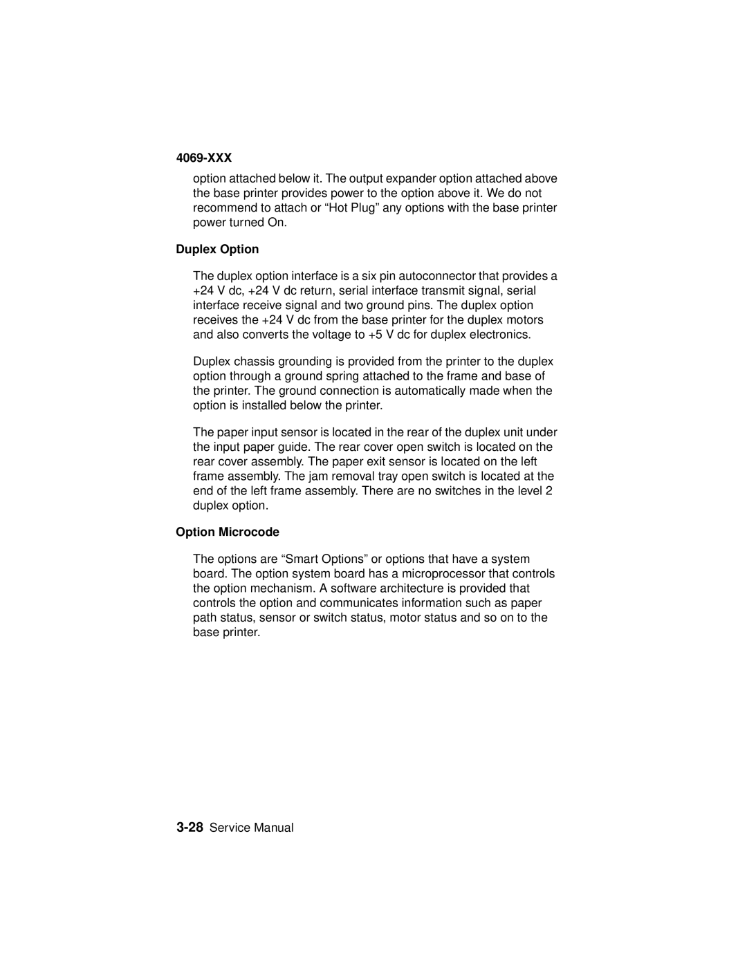 Lexmark 4069-XXX manual Duplex Option, Option Microcode 