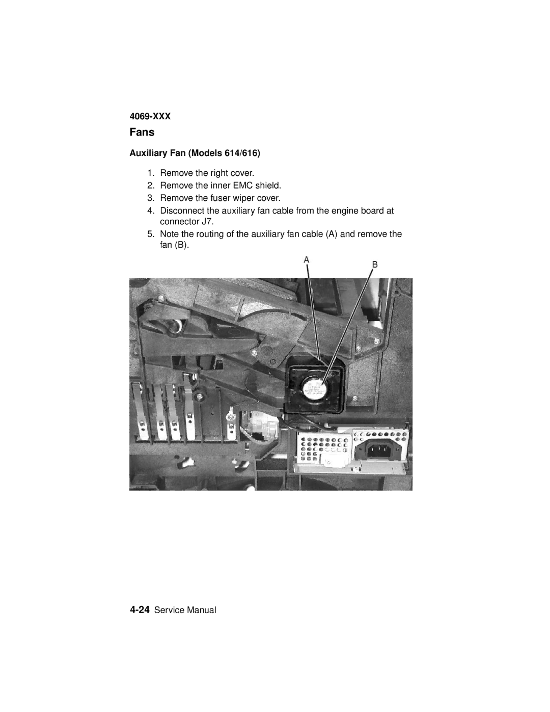 Lexmark 4069-XXX manual Fans, Auxiliary Fan Models 614/616 