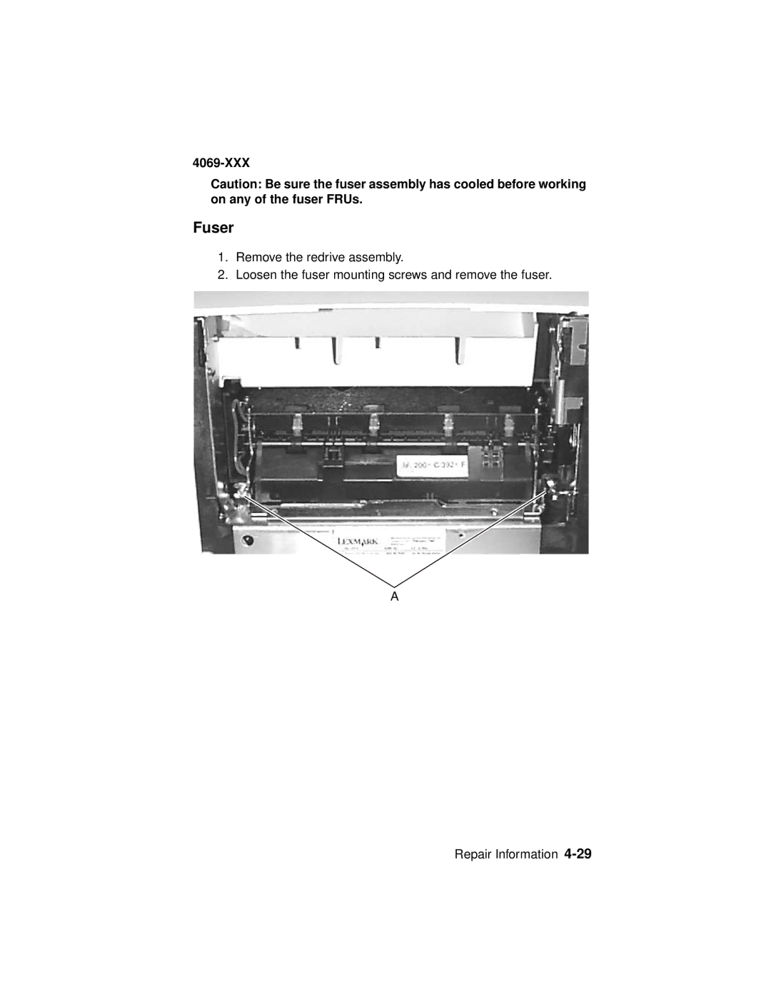 Lexmark 4069-XXX manual Fuser 