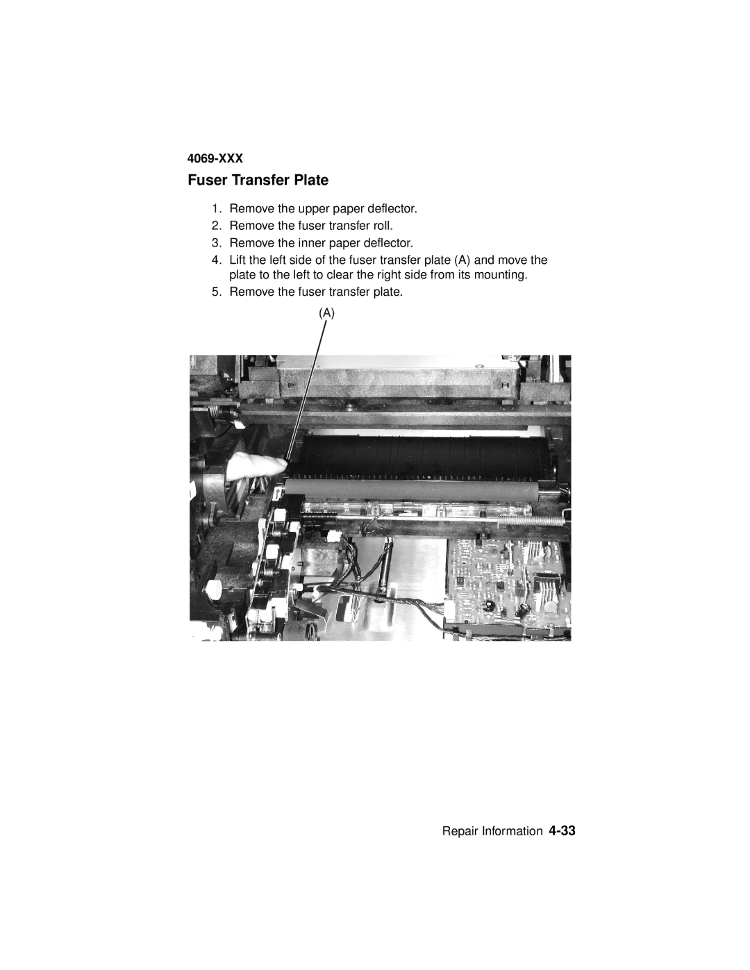 Lexmark 4069-XXX manual Fuser Transfer Plate 