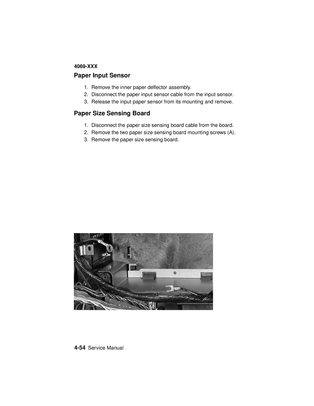 Lexmark 4069-XXX manual Paper Input Sensor, Paper Size Sensing Board 