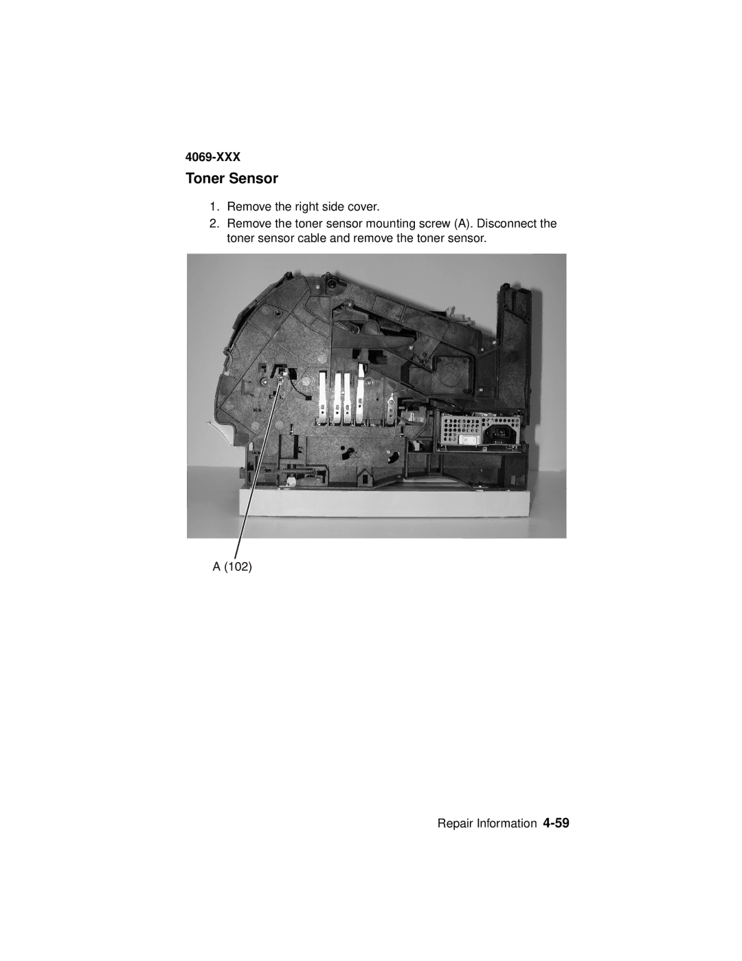 Lexmark 4069-XXX manual Toner Sensor 