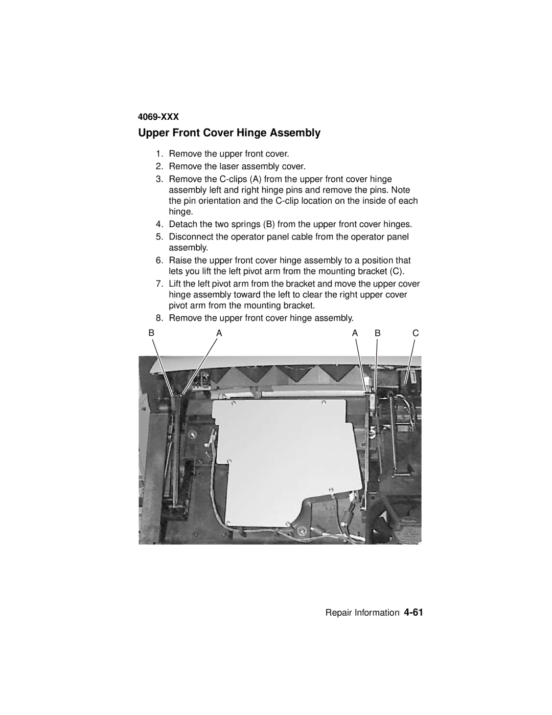 Lexmark 4069-XXX manual Upper Front Cover Hinge Assembly 