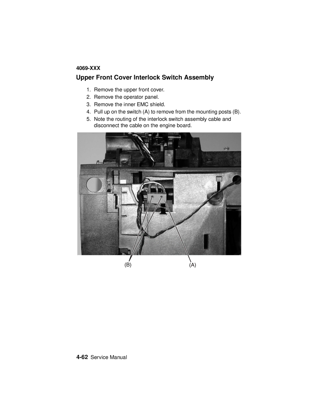 Lexmark 4069-XXX manual Upper Front Cover Interlock Switch Assembly 