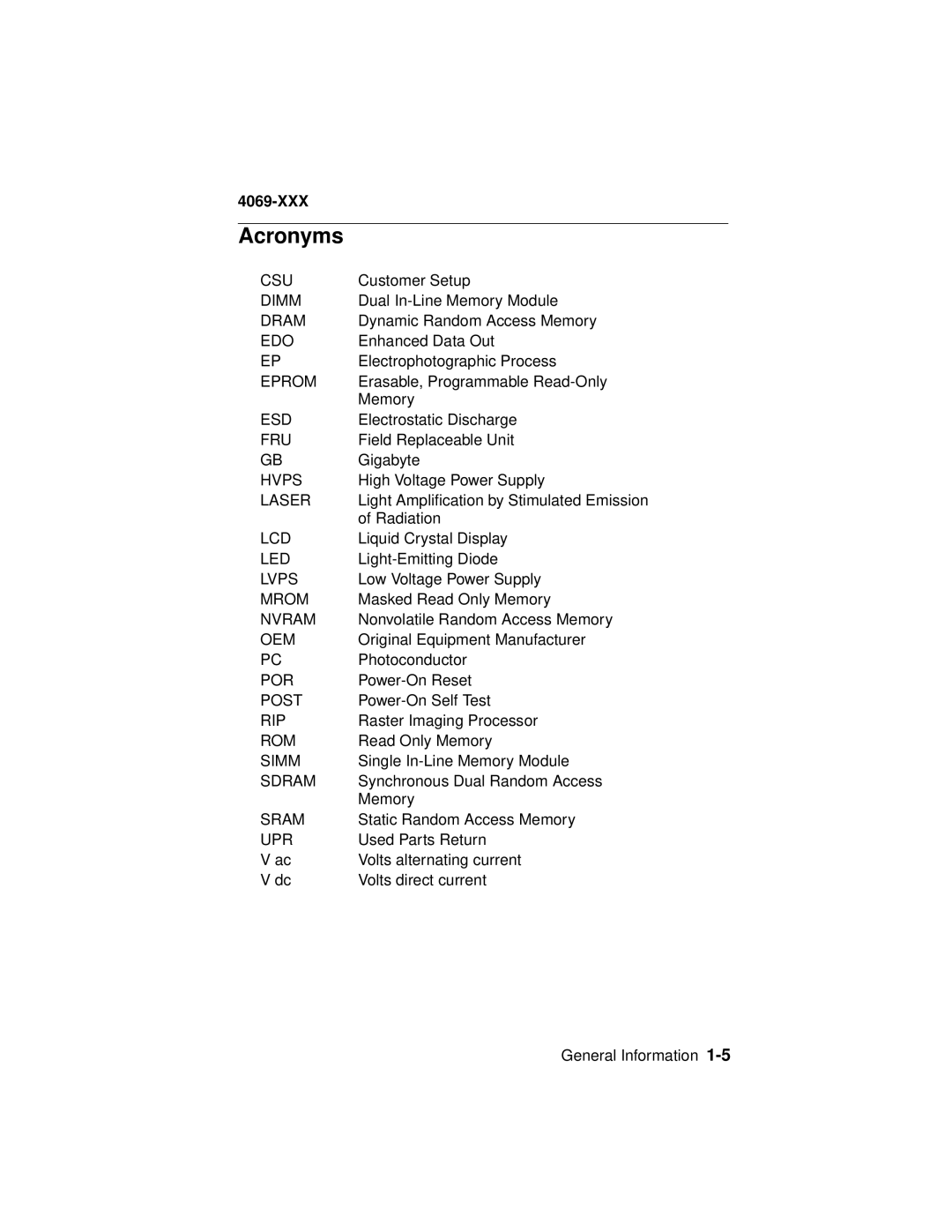 Lexmark 4069-XXX manual Acronyms 