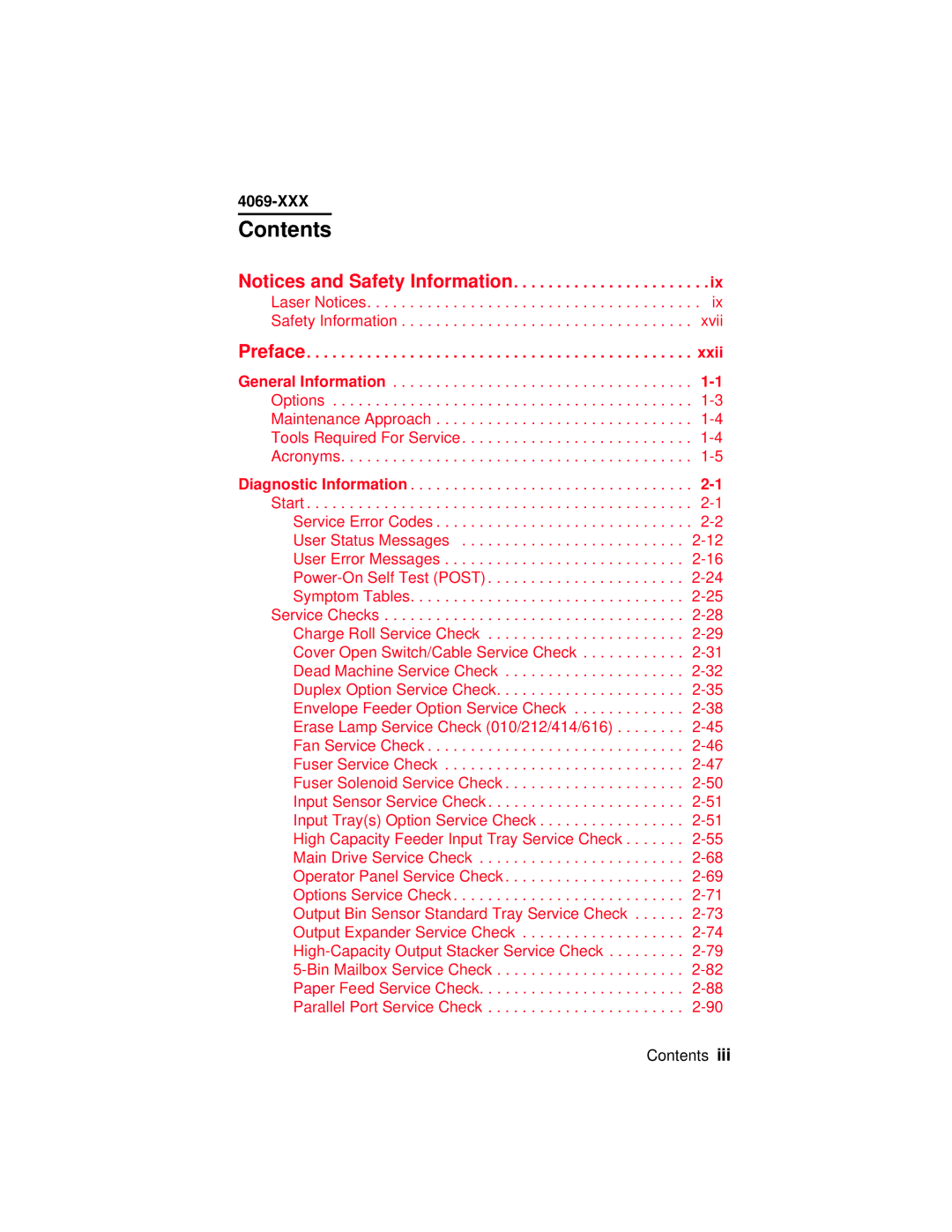 Lexmark 4069-XXX manual Contents 