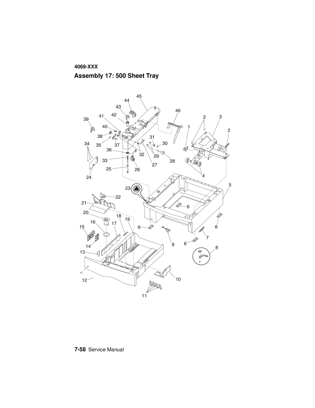 Lexmark 4069-XXX manual Assembly 17 500 Sheet Tray 