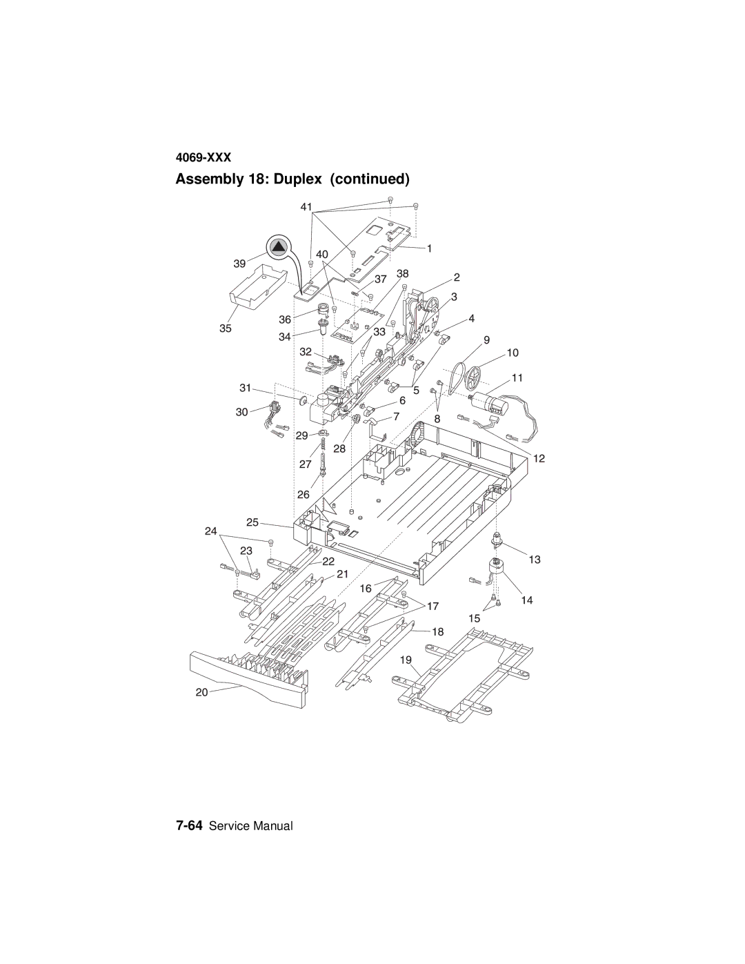 Lexmark 4069-XXX manual Assembly 18 Duplex 