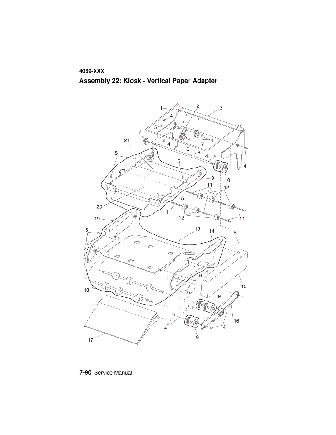 Lexmark 4069-XXX manual Assembly 22 Kiosk Vertical Paper Adapter 