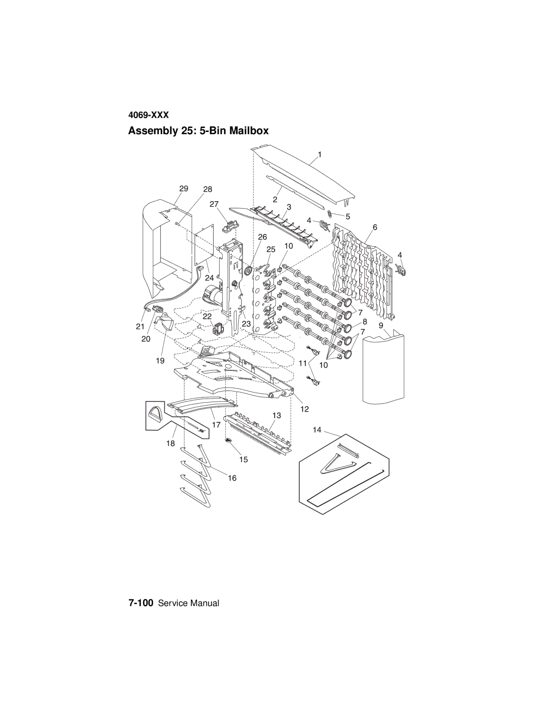 Lexmark 4069-XXX manual Assembly 25 5-Bin Mailbox 