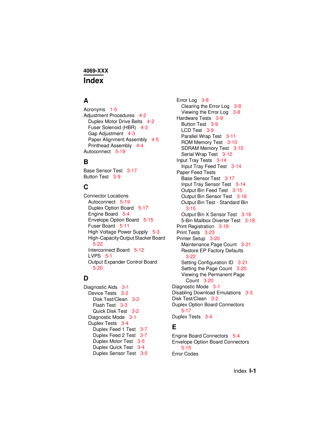 Lexmark 4069-XXX manual Index 