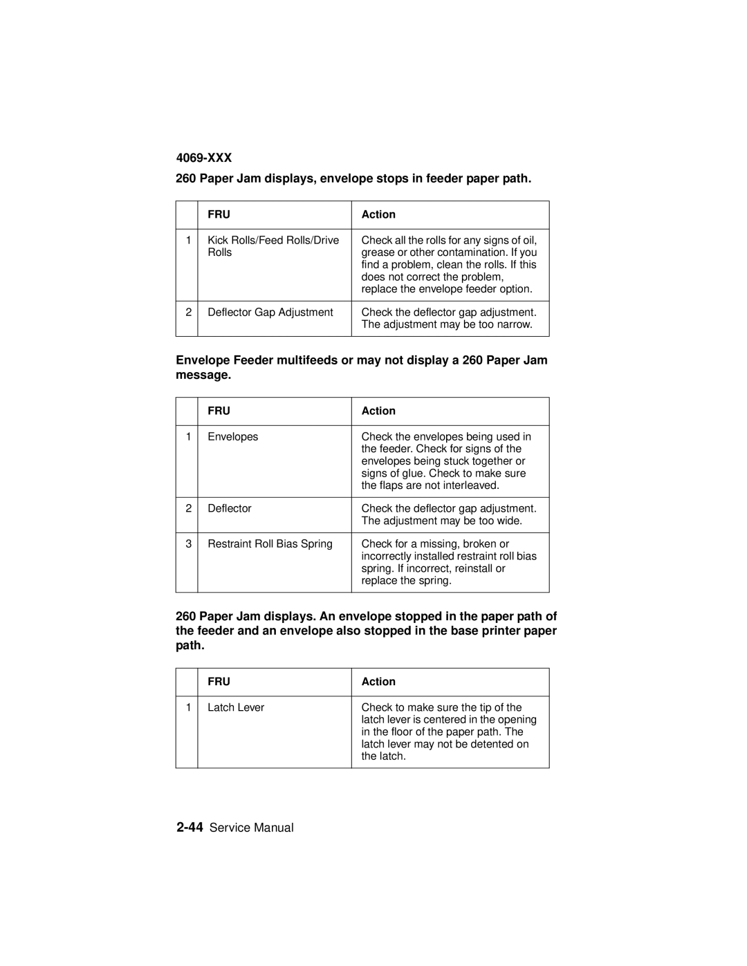 Lexmark 4069-XXX manual Fru 