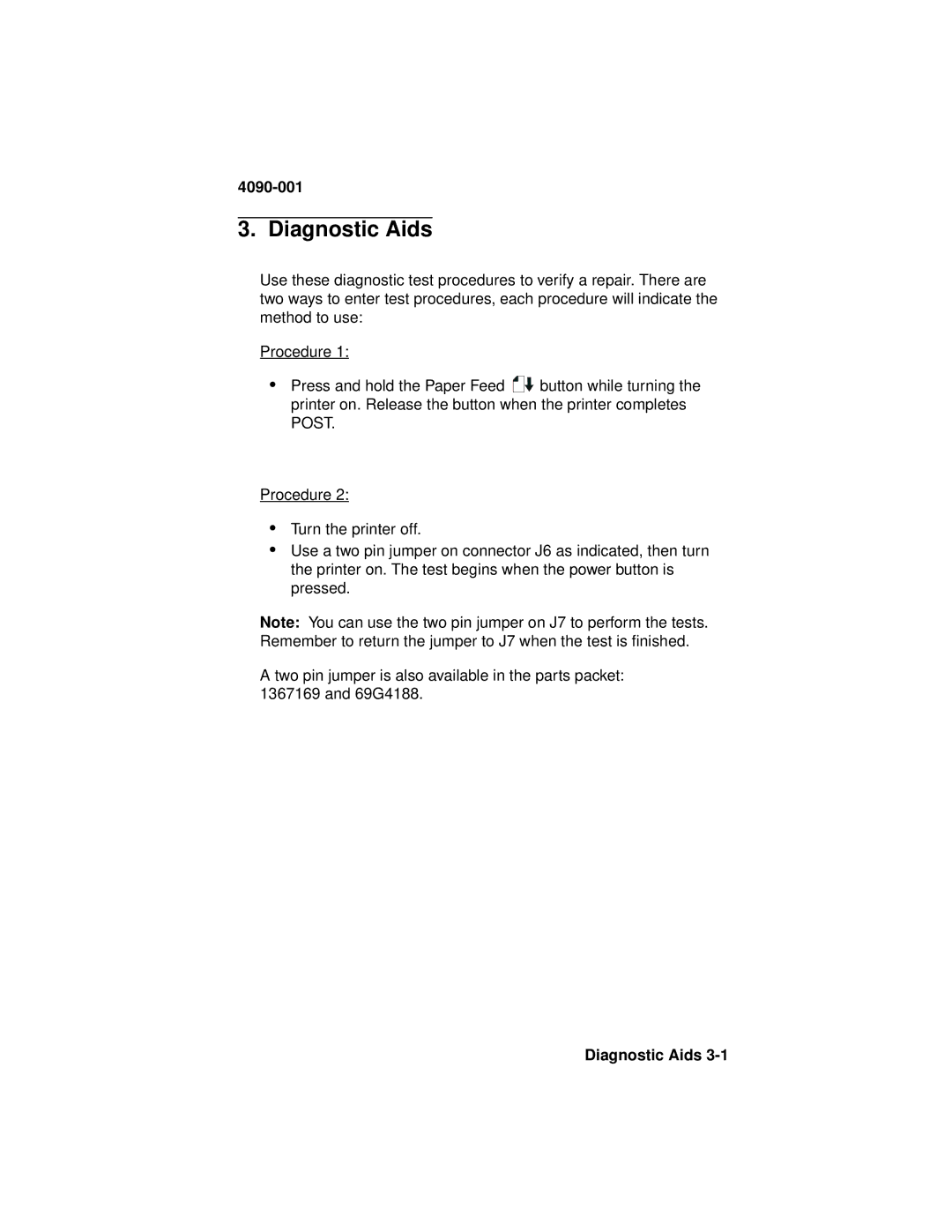 Lexmark 4090-001 manual Diagnostic Aids 