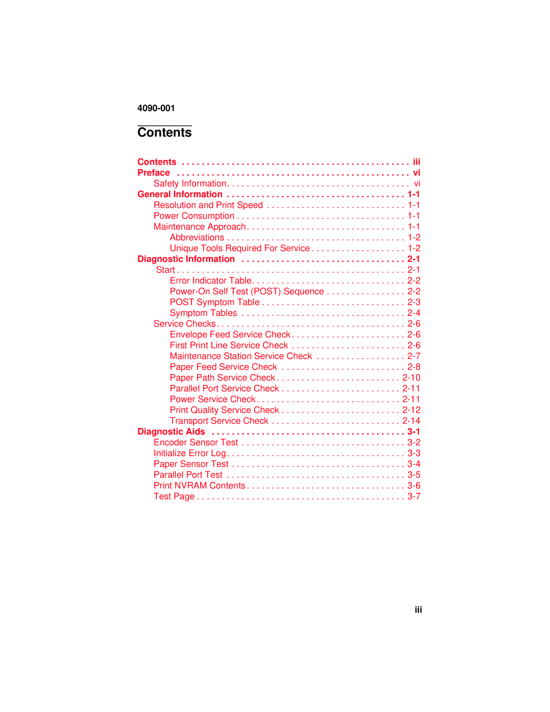 Lexmark 4090-001 manual Contents 