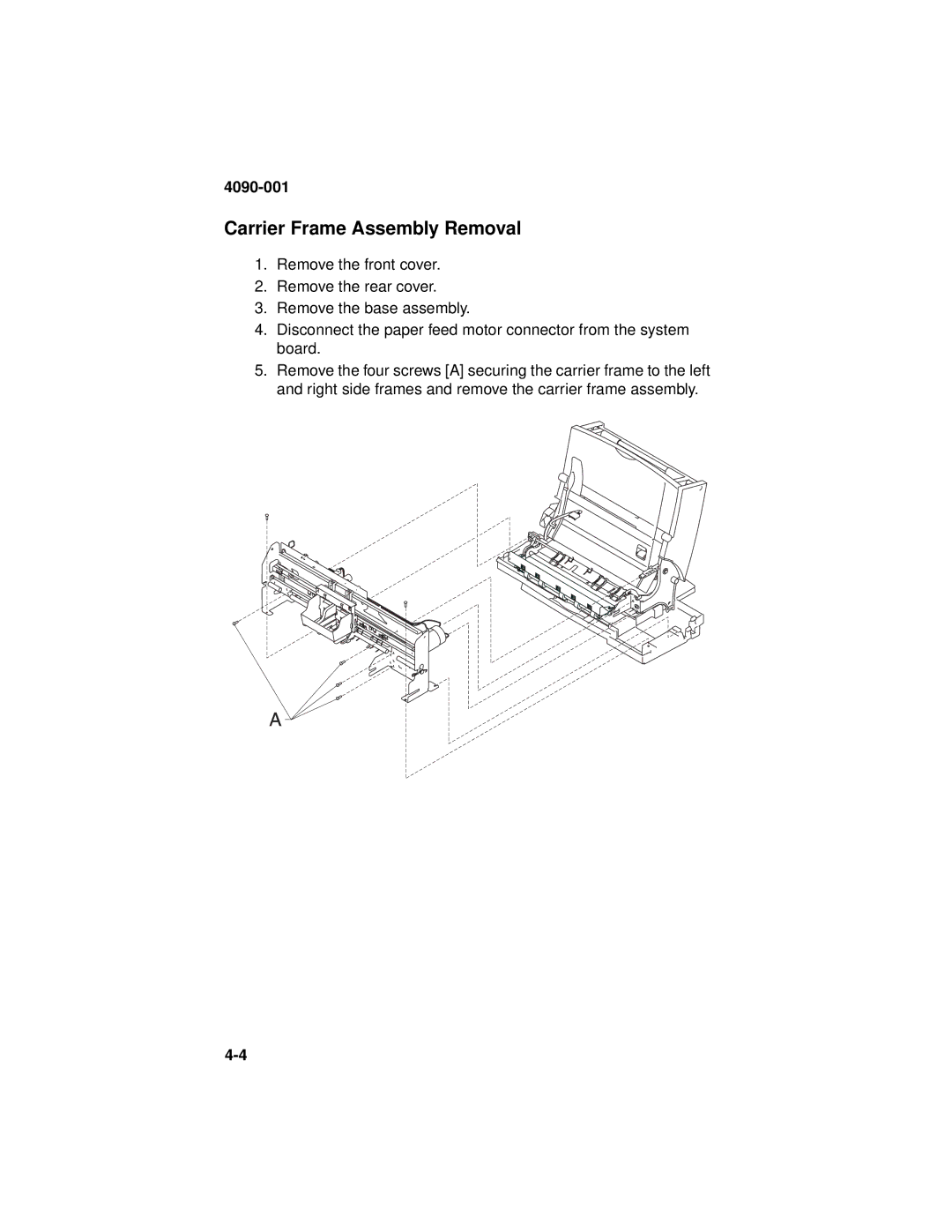 Lexmark 4090-001 manual Carrier Frame Assembly Removal 