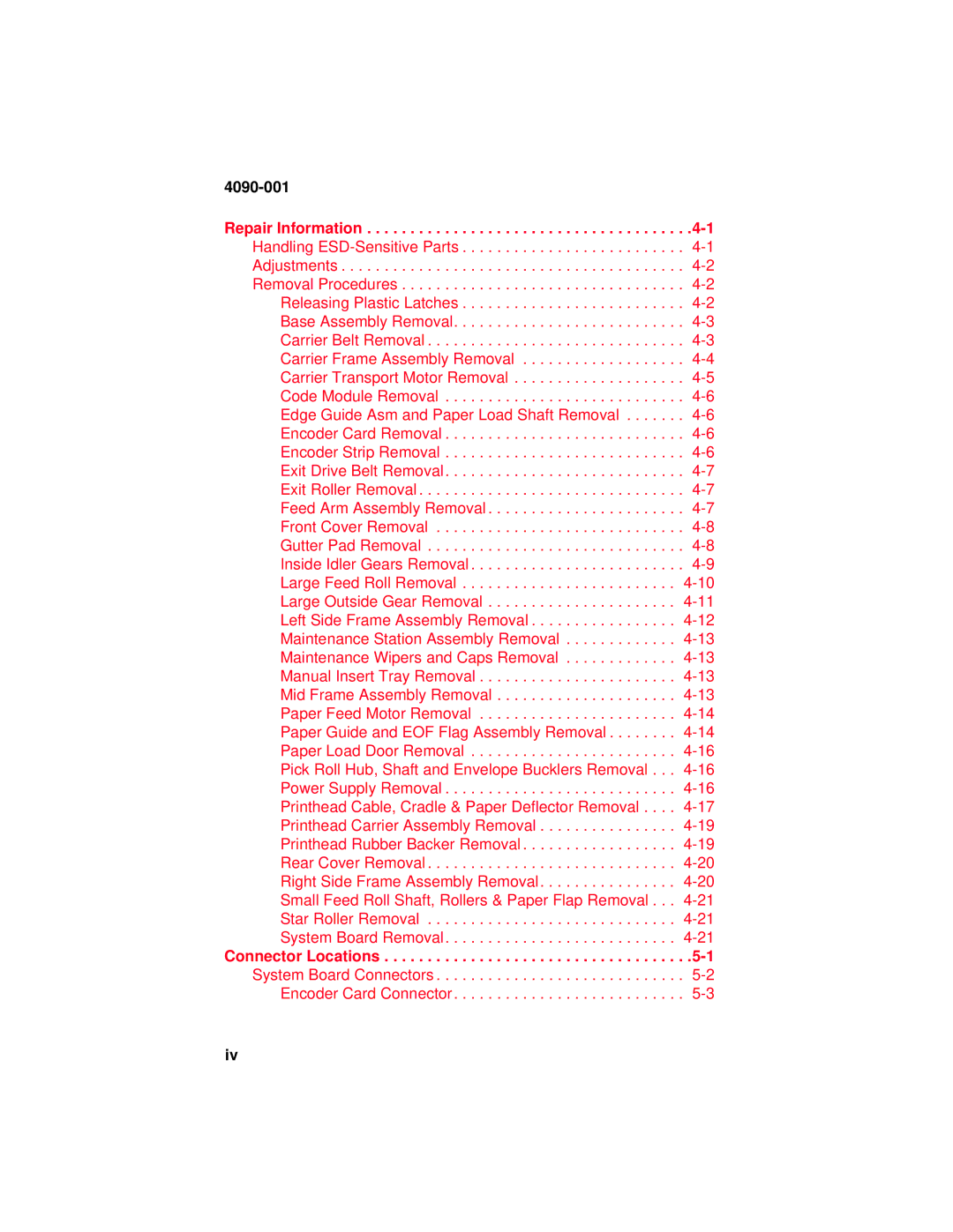 Lexmark 4090-001 manual Connector Locations 