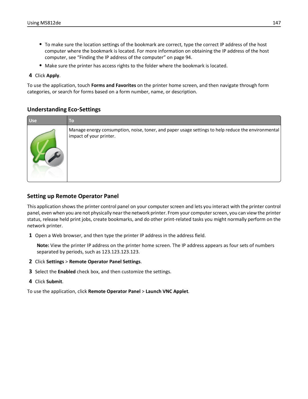 Lexmark 40G0410, 40G0350, 40G0110, 40G0150, 40G0440, 40G0210, MS810DE, MS811DTN, MS811DN, MS810DN manual Understanding Eco‑Settings 