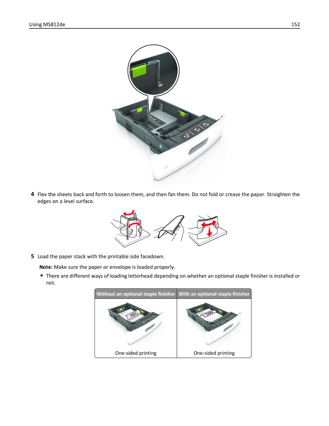 Lexmark MS810DN, 40G0350, 40G0110, 40G0150, 40G0440, 40G0410, 40G0210, MS810DE, MS811DTN, MS811DN, MS812DE manual One ‑sided printing 