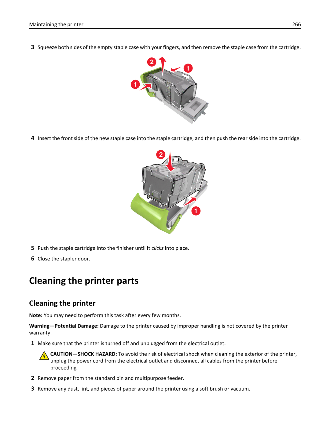 Lexmark MS810DE, 40G0350, 40G0110, 40G0150, 40G0440, 40G0410, 40G0210, MS811DTN, MS811DN, MS810DN manual Cleaning the printer parts 