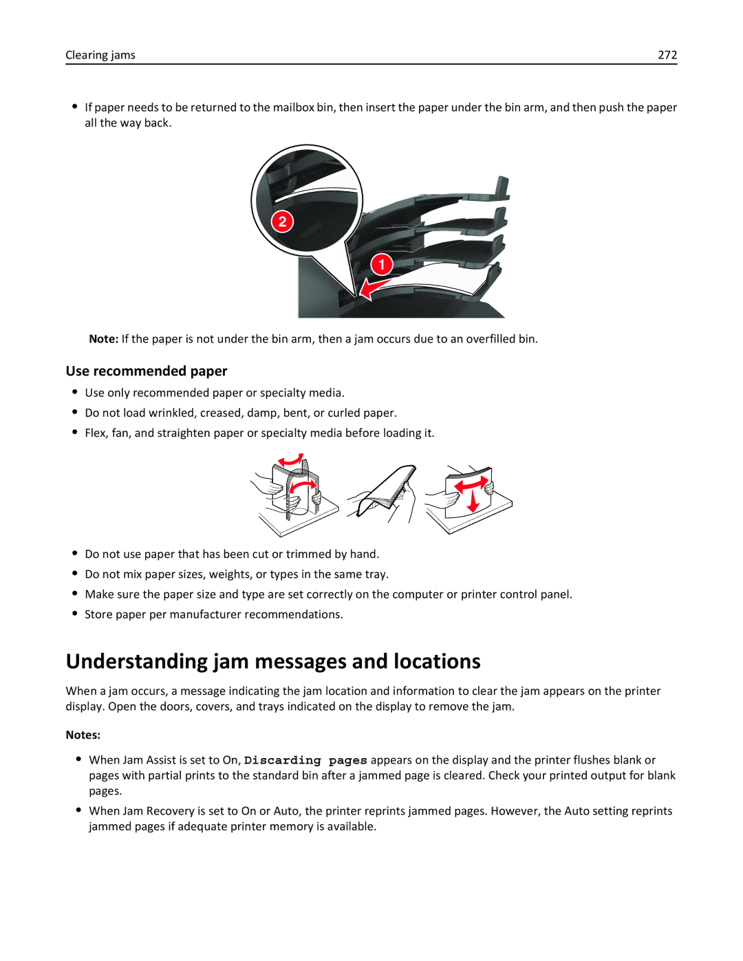 Lexmark MS810DTN, 40G0350, 40G0110, 40G0150, 40G0440, 40G0410 Understanding jam messages and locations, Use recommended paper 