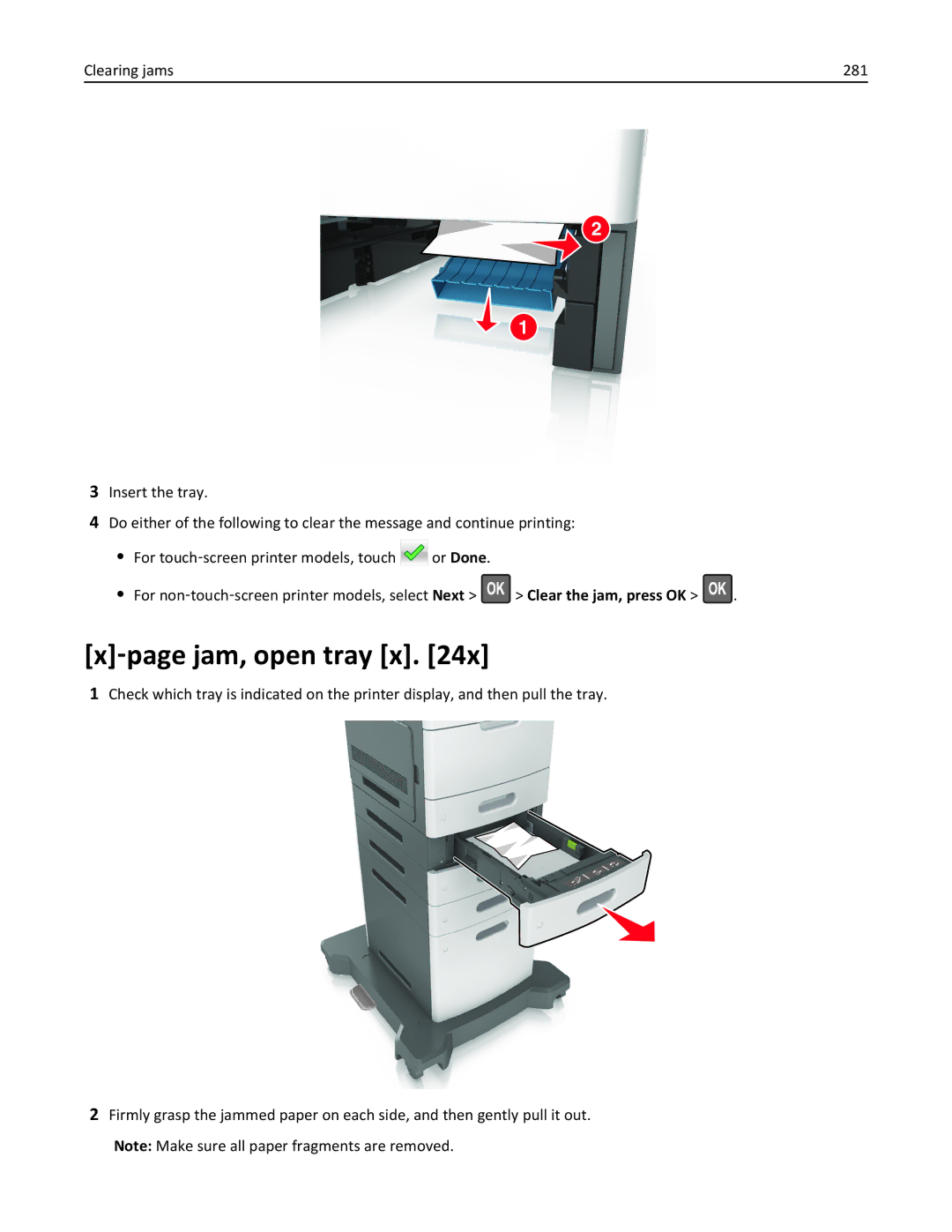 Lexmark MS811DN, 40G0350, 40G0110, 40G0150, 40G0440, 40G0410, 40G0210, MS810DE, MS811DTN, MS810DN, MS812DE ‑page jam, open tray x 