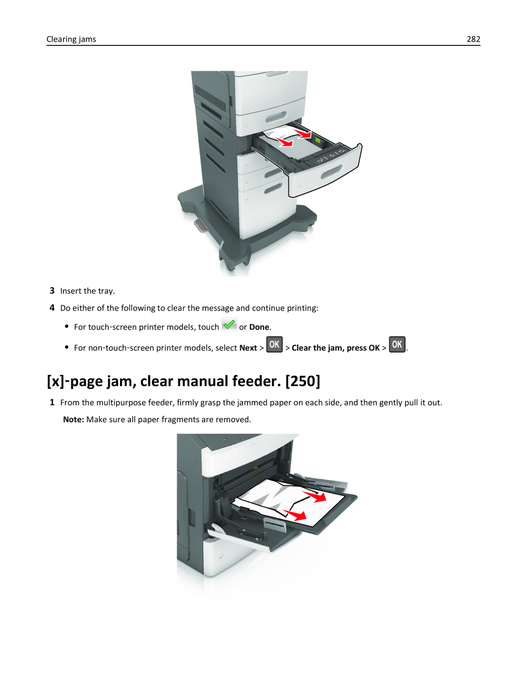 Lexmark MS810DN, 40G0350, 40G0110, 40G0150, 40G0440, 40G0410, 40G0210, MS810DE, MS811DTN, MS811DN ‑page jam, clear manual feeder 