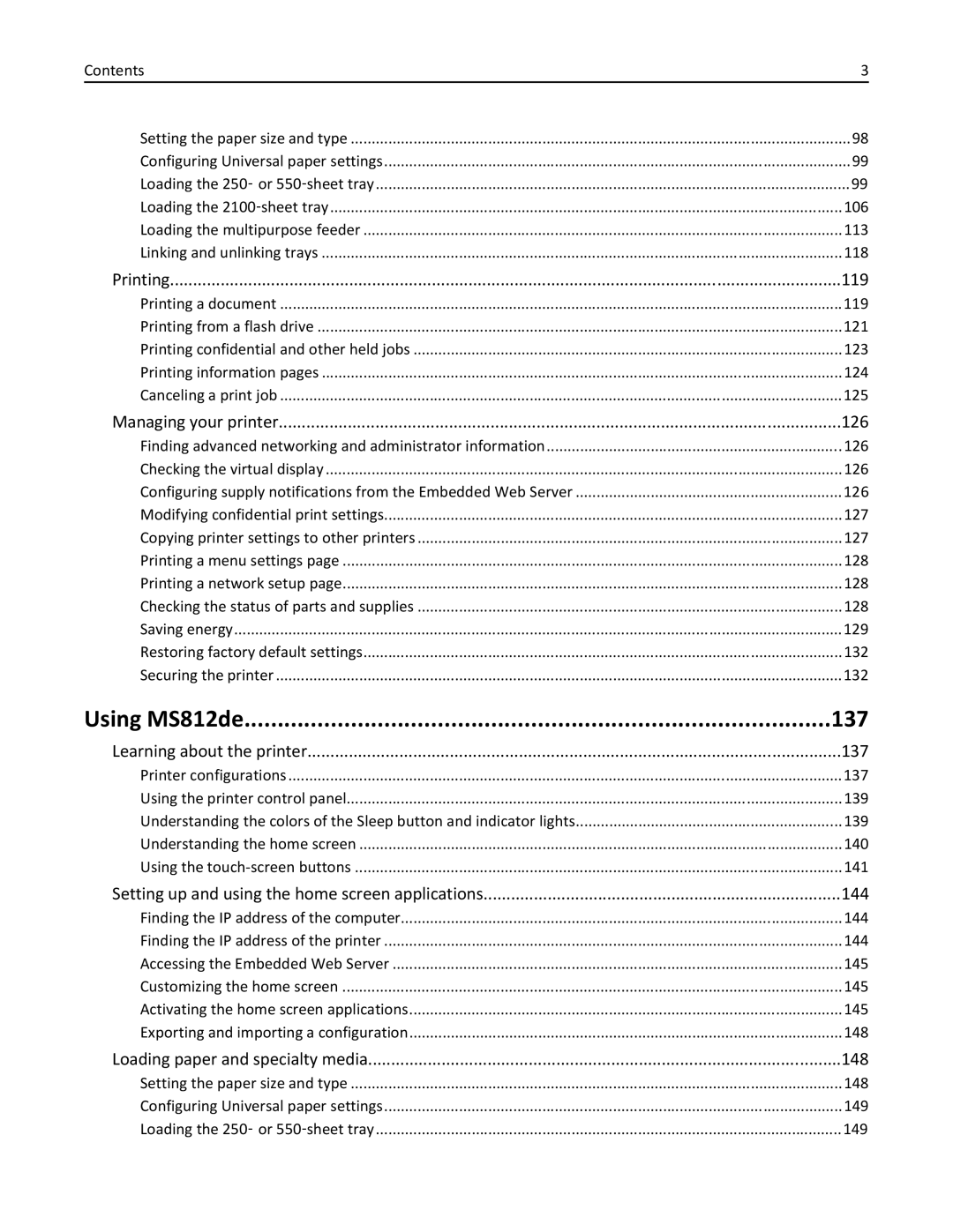 Lexmark 40G0440, 40G0350, 40G0110, 40G0150, 40G0410, 40G0210, MS810DE, MS811DTN, MS811DN, MS810DN, MS812DE manual Using MS812de 137 