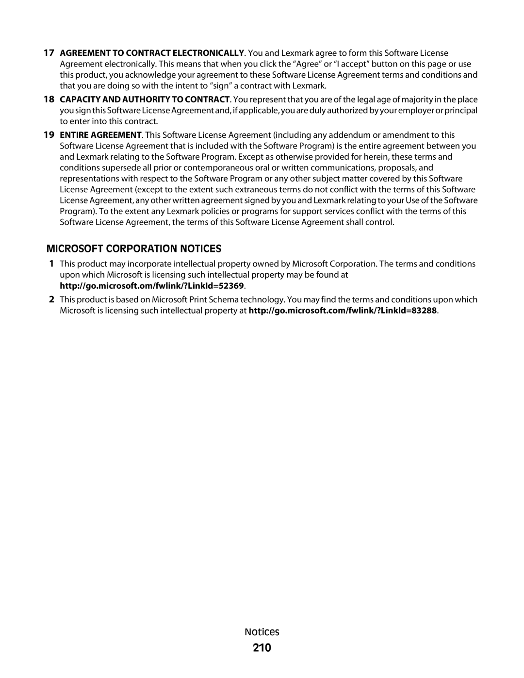 Lexmark 5026, 410, 4977, 480, 4976, 280, C736 Series, C734, dn3, dw2, dw1, gn2, gn1, gw1, gw2, n01 210, Microsoft Corporation Notices 