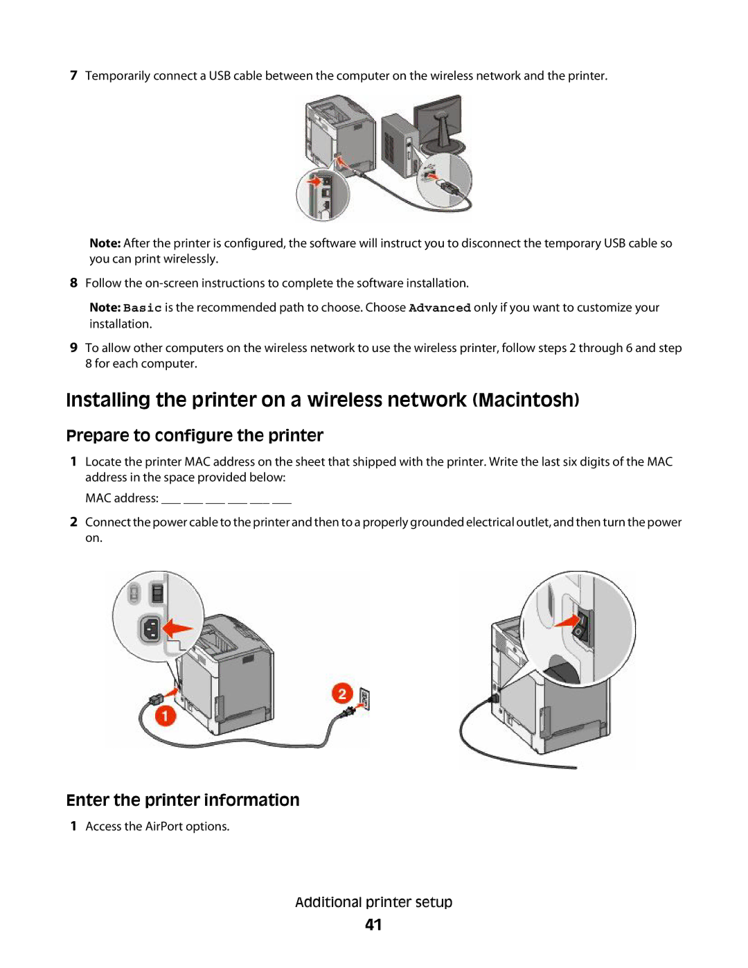 Lexmark 480, 410, 5026, 4977, 4976 Installing the printer on a wireless network Macintosh, Prepare to configure the printer 