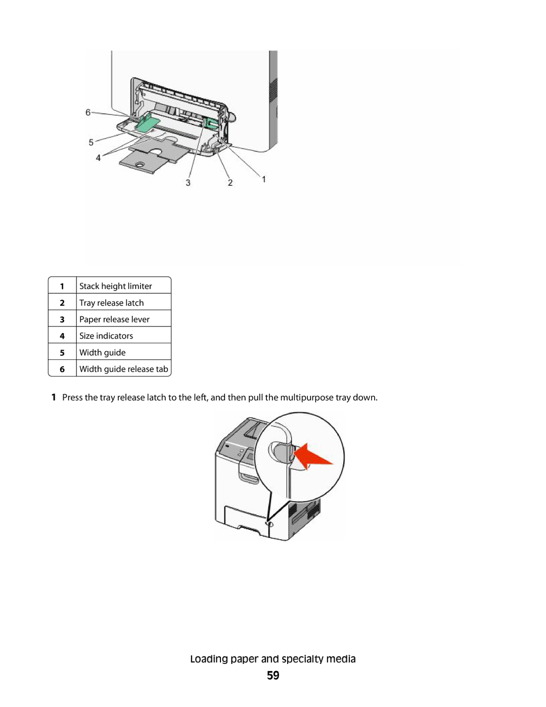 Lexmark 4977, 410, 5026, 480, 4976, 280, C736 Series, C734, dn3, dw2, dw1, gn2, gn1, gw1, gw2, n01, n03 Loading paper and specialty media 