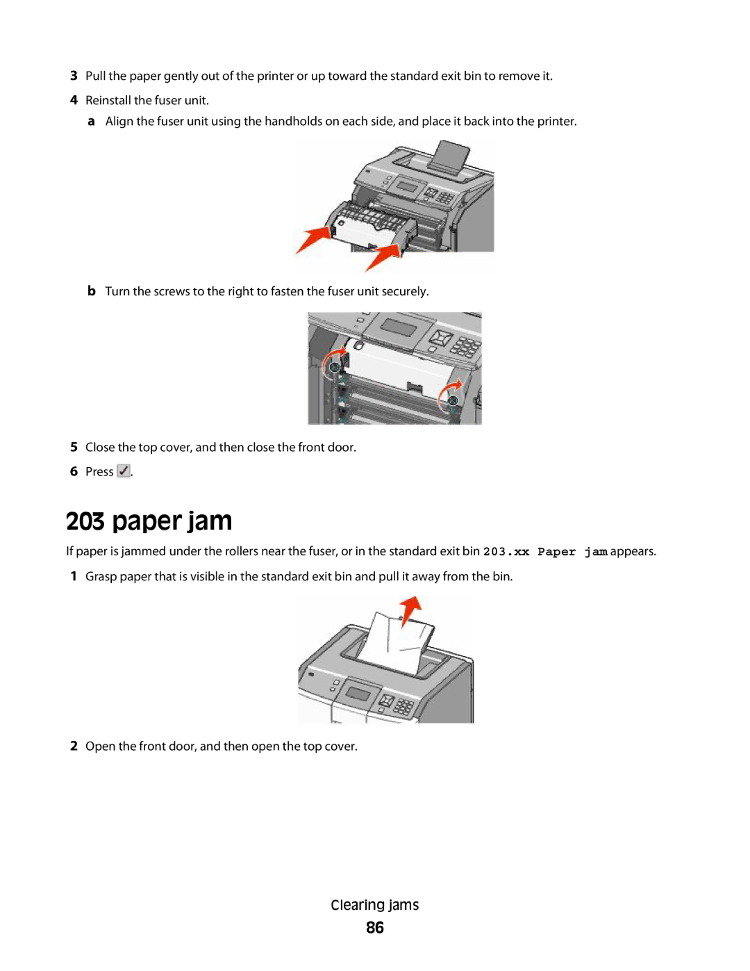 Lexmark dw1, 410, 5026, 4977, 480, 4976, 280, C736 Series, C734, dn3, dw2, gn2, gn1, gw1, gw2, n01, n03, n02, 210 manual Paper jam 