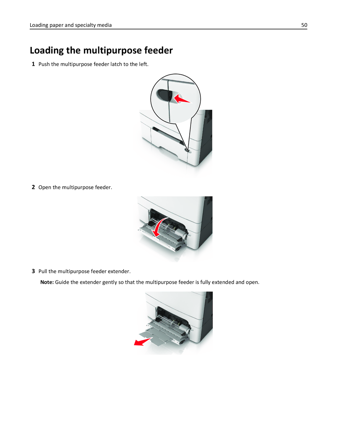 Lexmark 415, 28D0550, 28D0500, CX410, 22ZT157 manual Loading the multipurpose feeder 