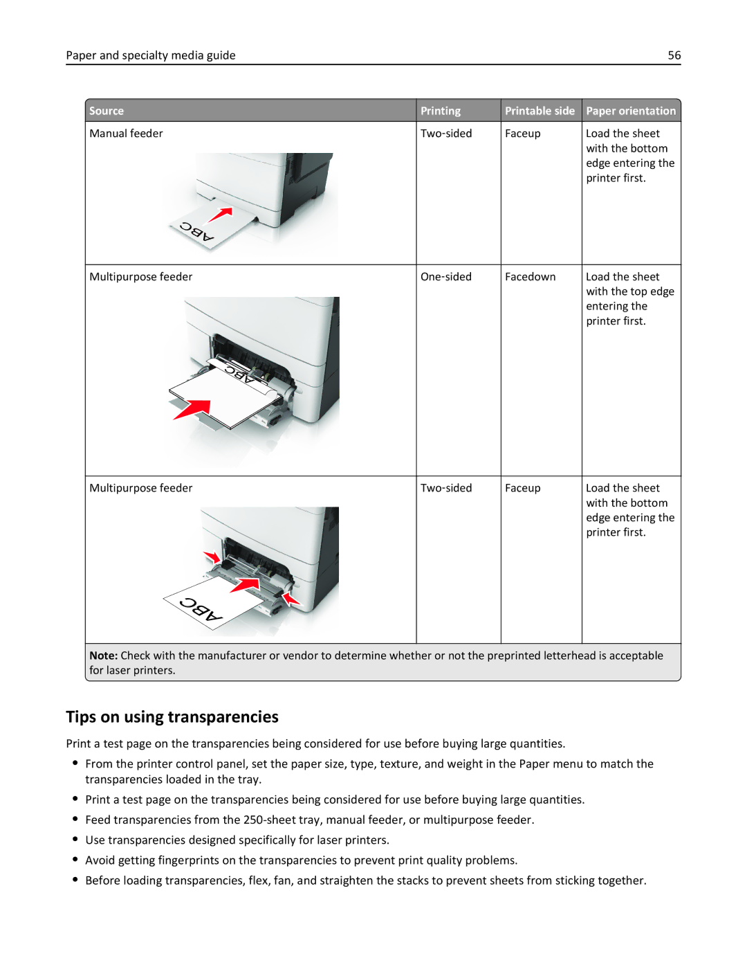 Lexmark 28D0550, 415, 28D0500, CX410, 22ZT157 manual Tips on using transparencies 