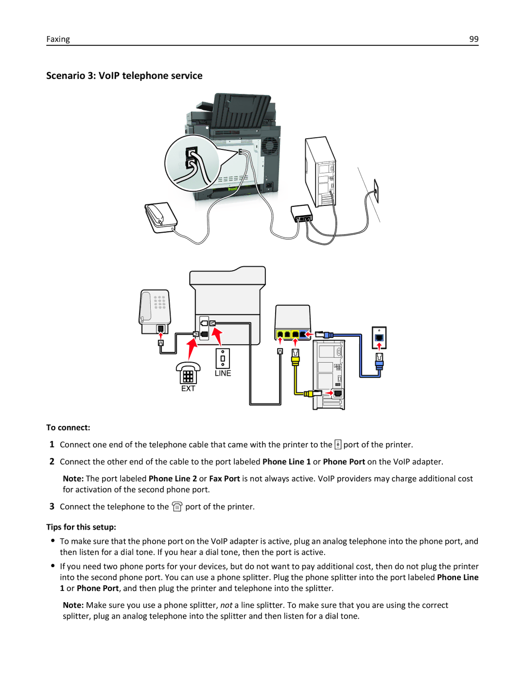 Lexmark 22ZT157, 415, 28D0550, 28D0500, CX410 manual Scenario 3 VoIP telephone service 