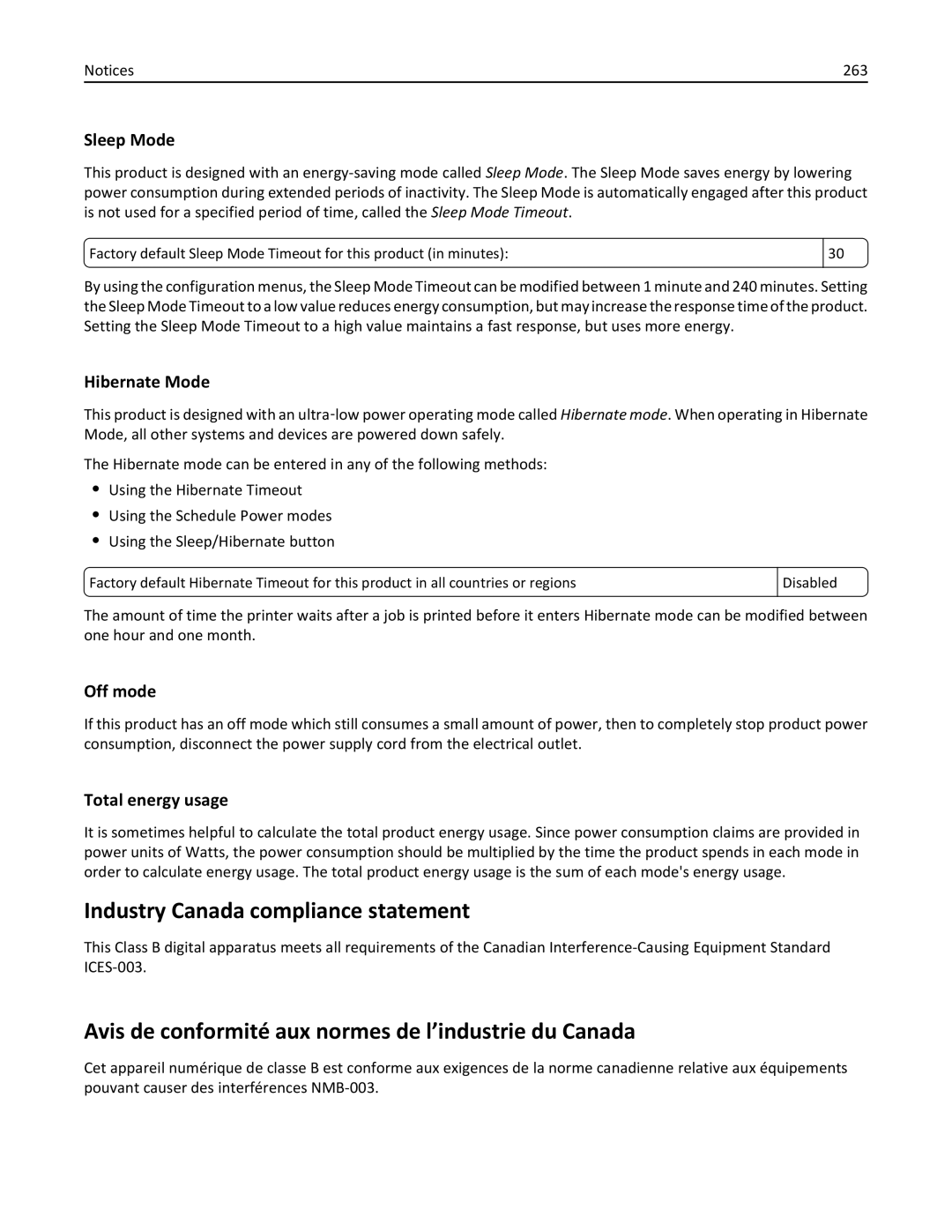 Lexmark C748x, 41G0100, C746x Industry Canada compliance statement, Avis de conformité aux normes de l’industrie du Canada 