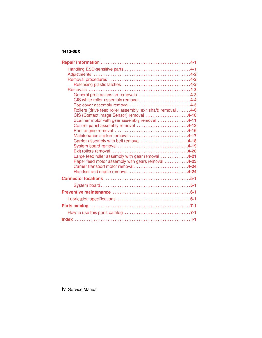 Lexmark 4200 Series manual Repair information 