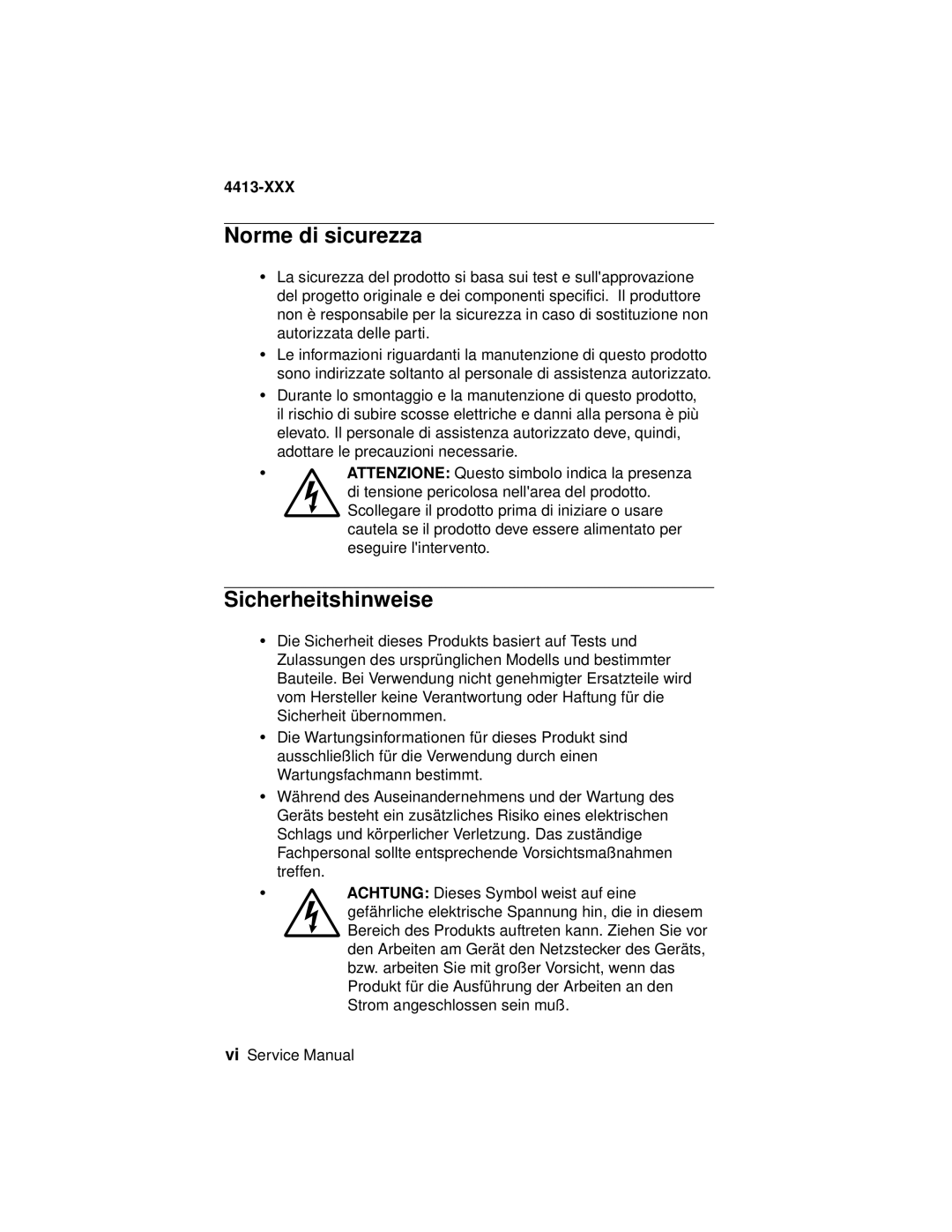 Lexmark 4200 Series manual Norme di sicurezza, Sicherheitshinweise 