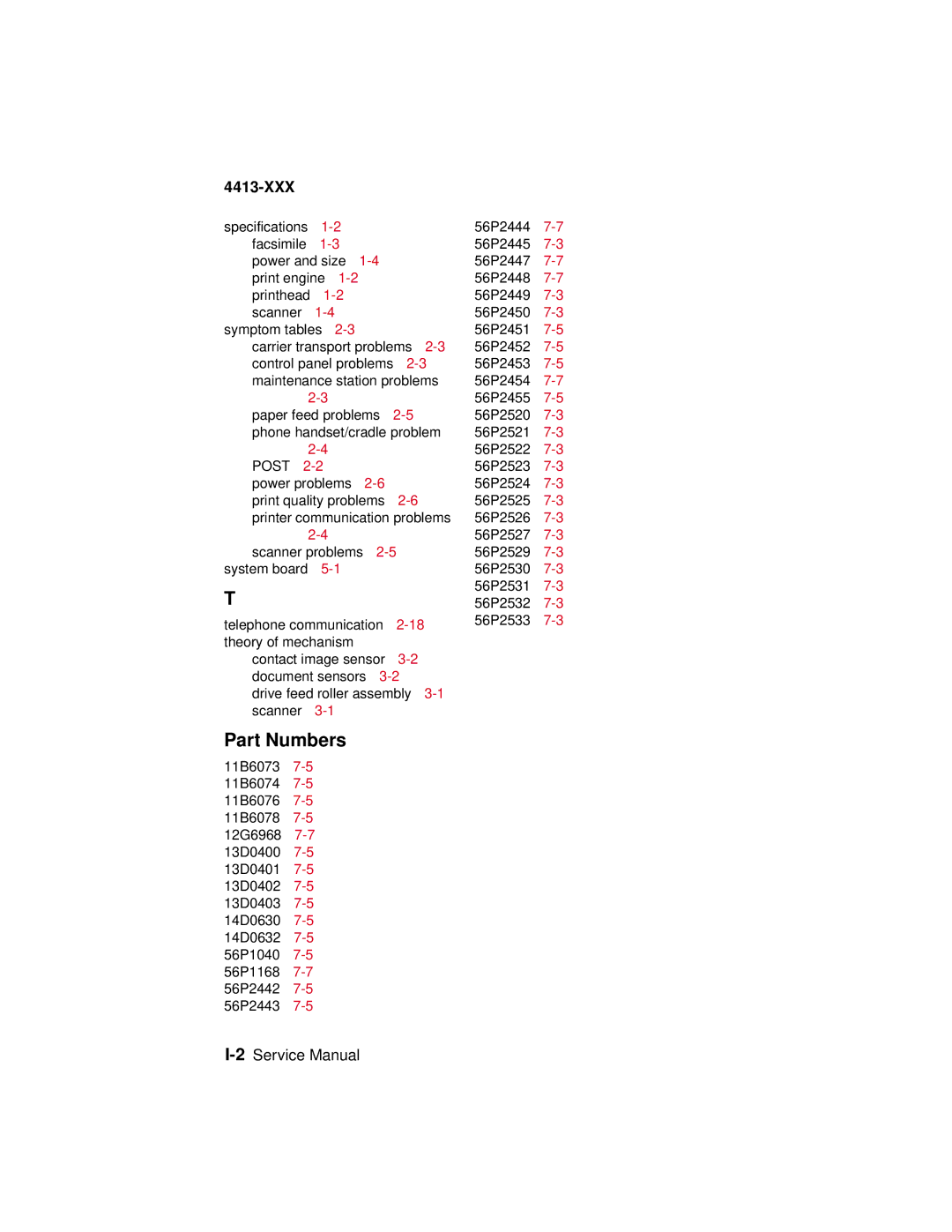 Lexmark 4200 Series manual Part Numbers, Post 