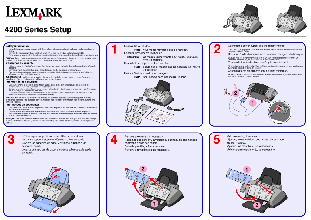 Lexmark 4200 manual Series Setup, Safety information, Consignes de sécurité, Información de seguridad 
