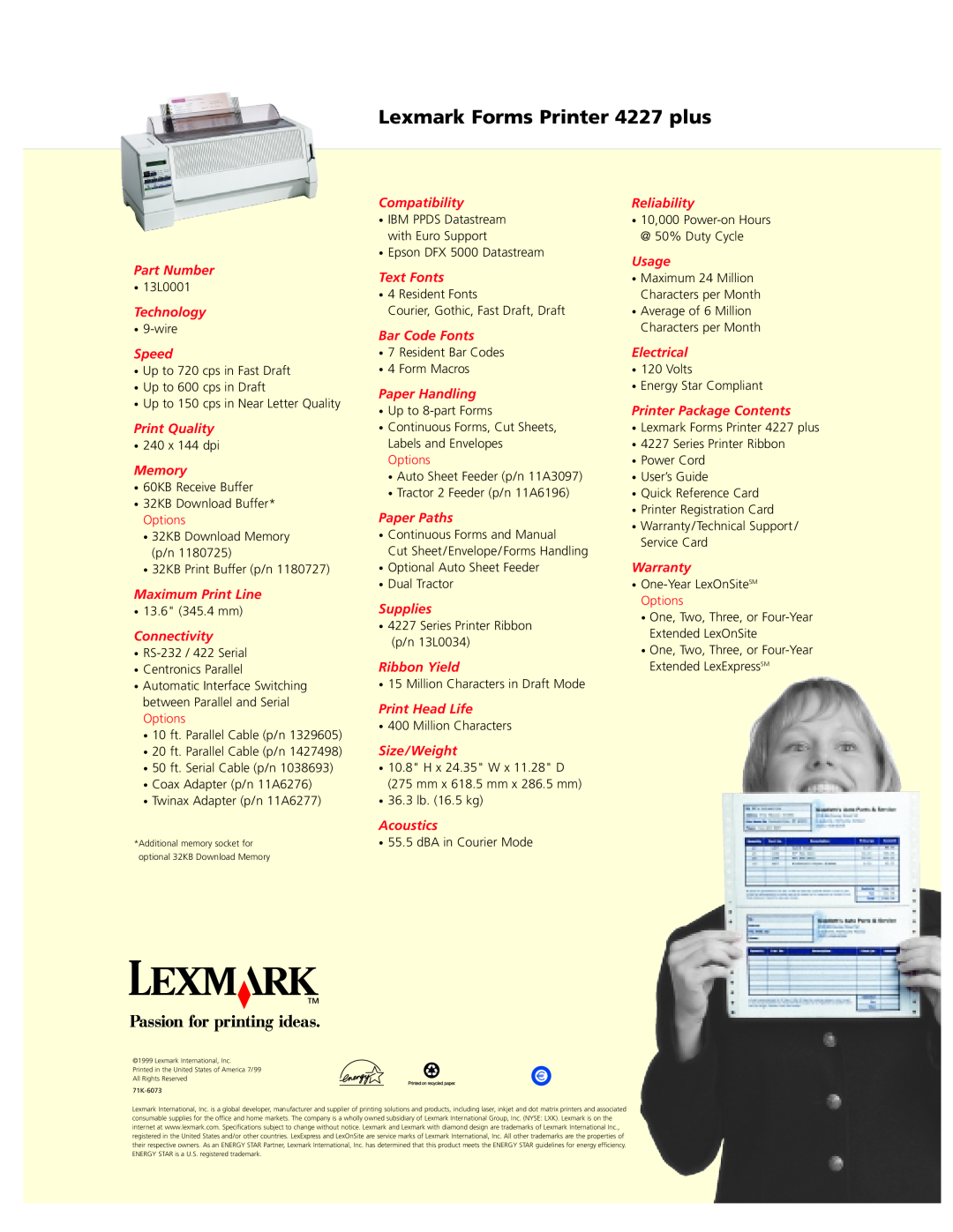 Lexmark 4227 PLUS manual Lexmark Forms Printer 4227 plus 