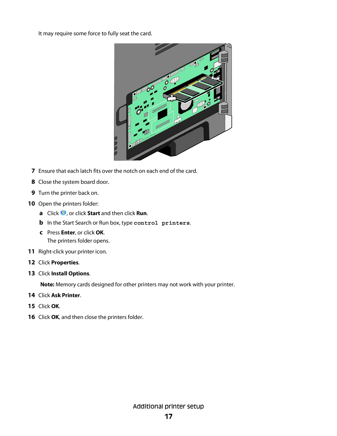 Lexmark 420, 430 manual Click Properties Click Install Options Click Ask Printer 