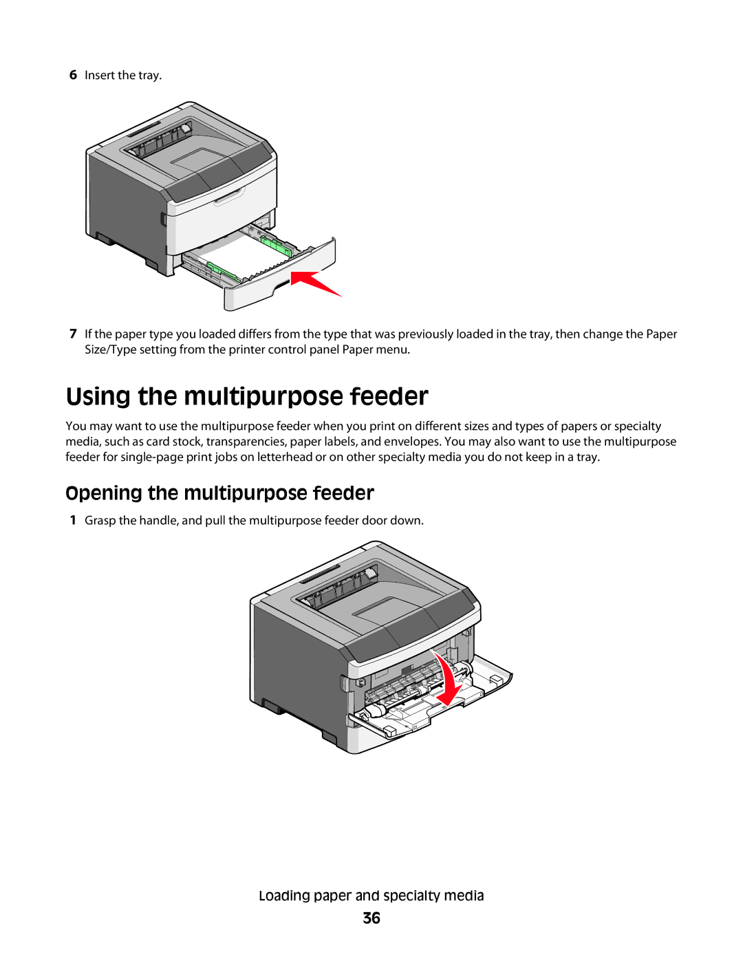 Lexmark 430, 420 manual Using the multipurpose feeder, Opening the multipurpose feeder 