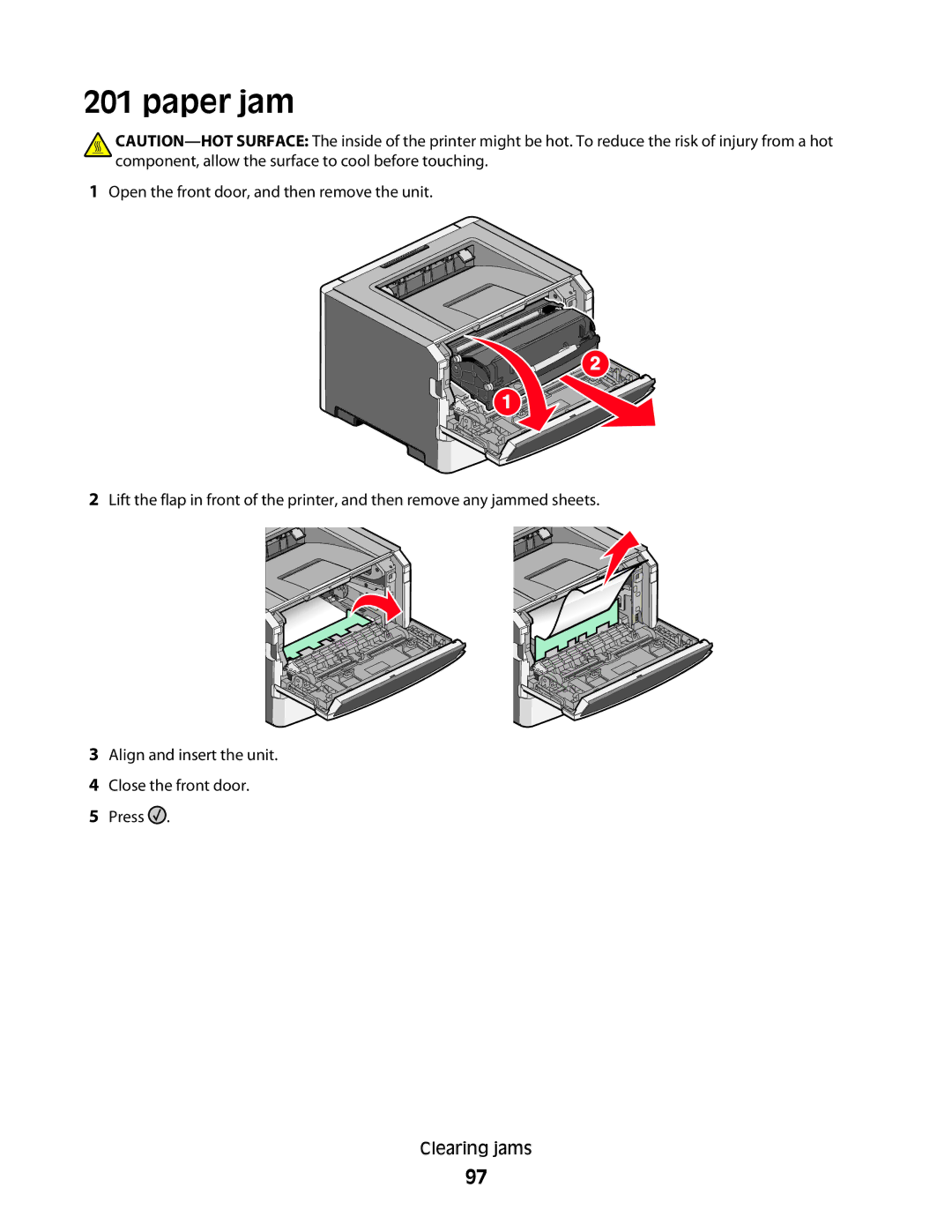 Lexmark 420, 430 manual Paper jam 