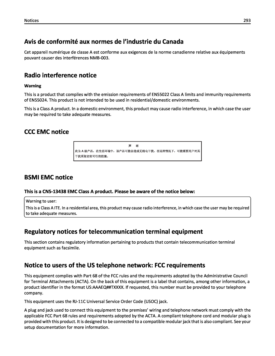 Lexmark 19Z4028, 432, 19Z0101, 632, 832 Avis de conformité aux normes de l’industrie du Canada, Radio interference notice 