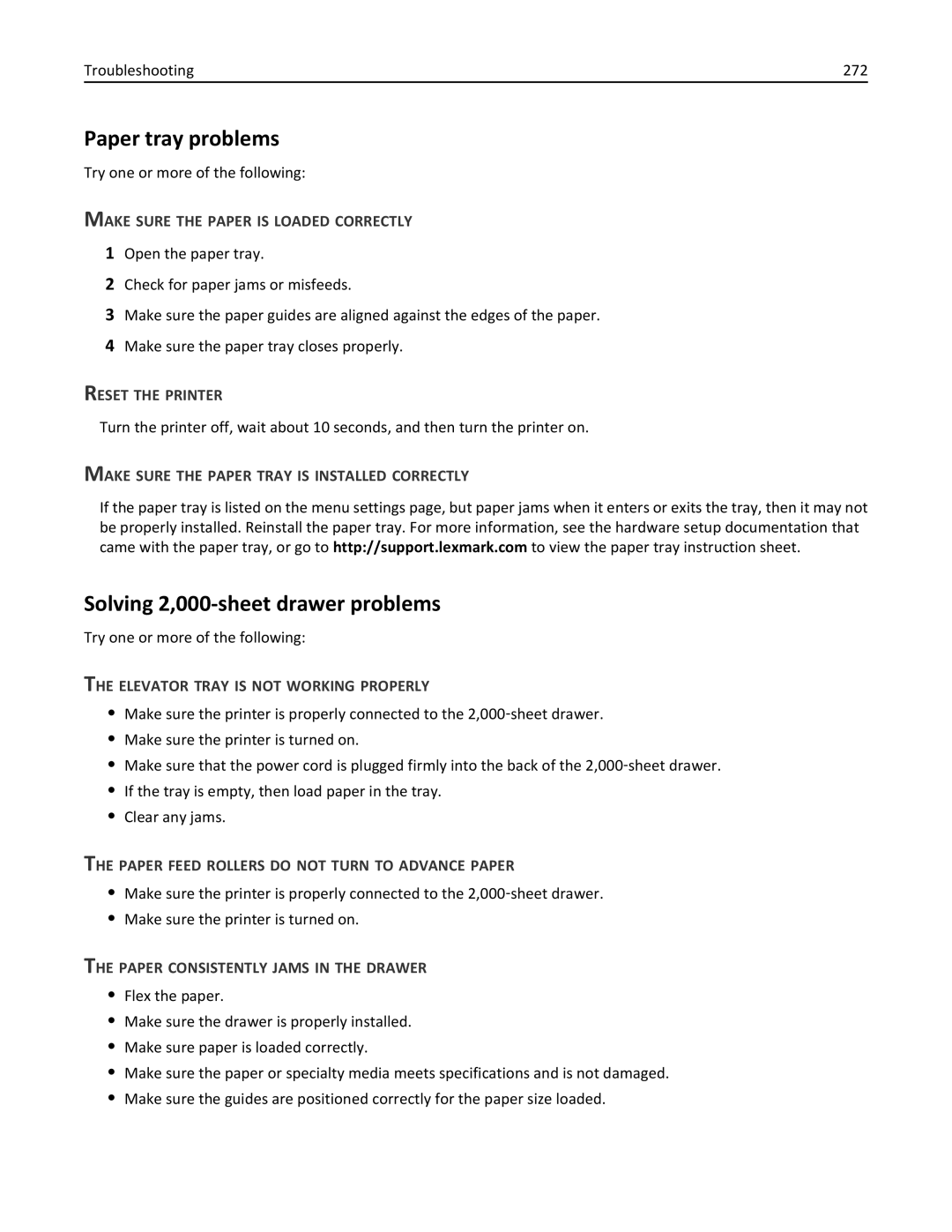 Lexmark 19Z0202, 432, 19Z0101, 632, 832, X860DE, X862DE, X864DE, 19Z4028 Paper tray problems, Solving 2,000-sheet drawer problems 