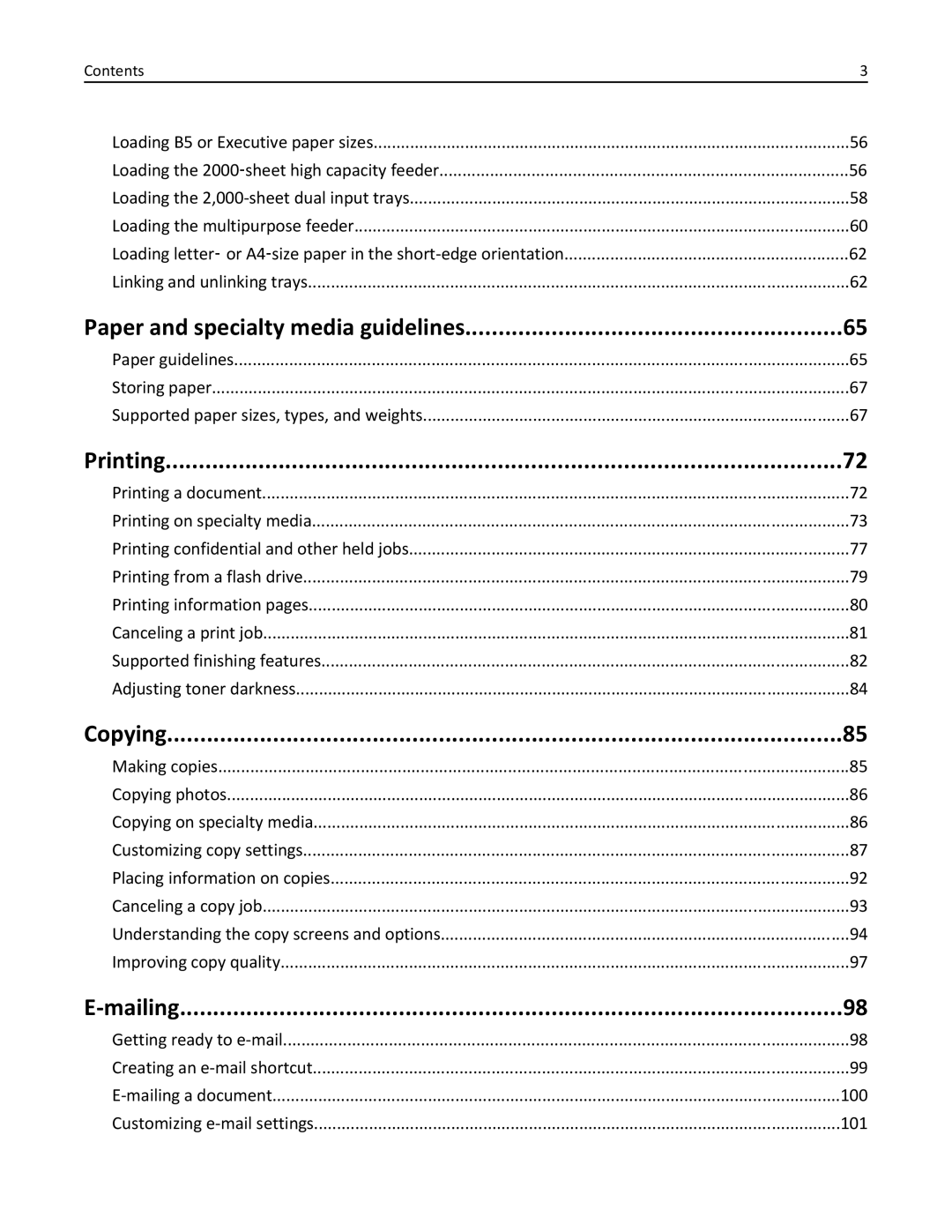 Lexmark 832, 432, 19Z0101, 632, X860DE, X862DE, X864DE, 19Z4028 Paper and specialty media guidelines, Printing, Copying, Mailing 