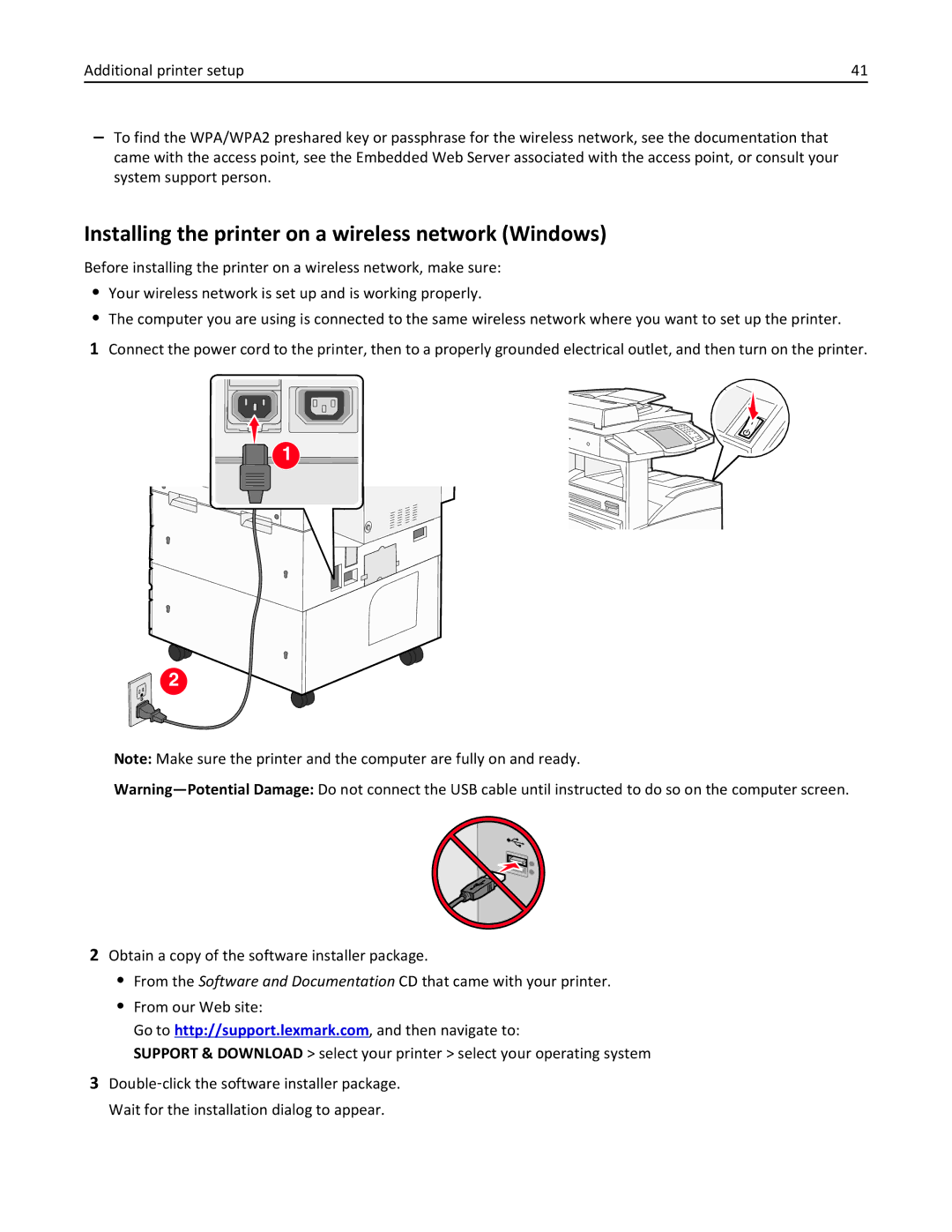 Lexmark 19Z0202, 432, 19Z0101, 632, 832, X860DE, X862DE, X864DE, 19Z4028 Installing the printer on a wireless network Windows 